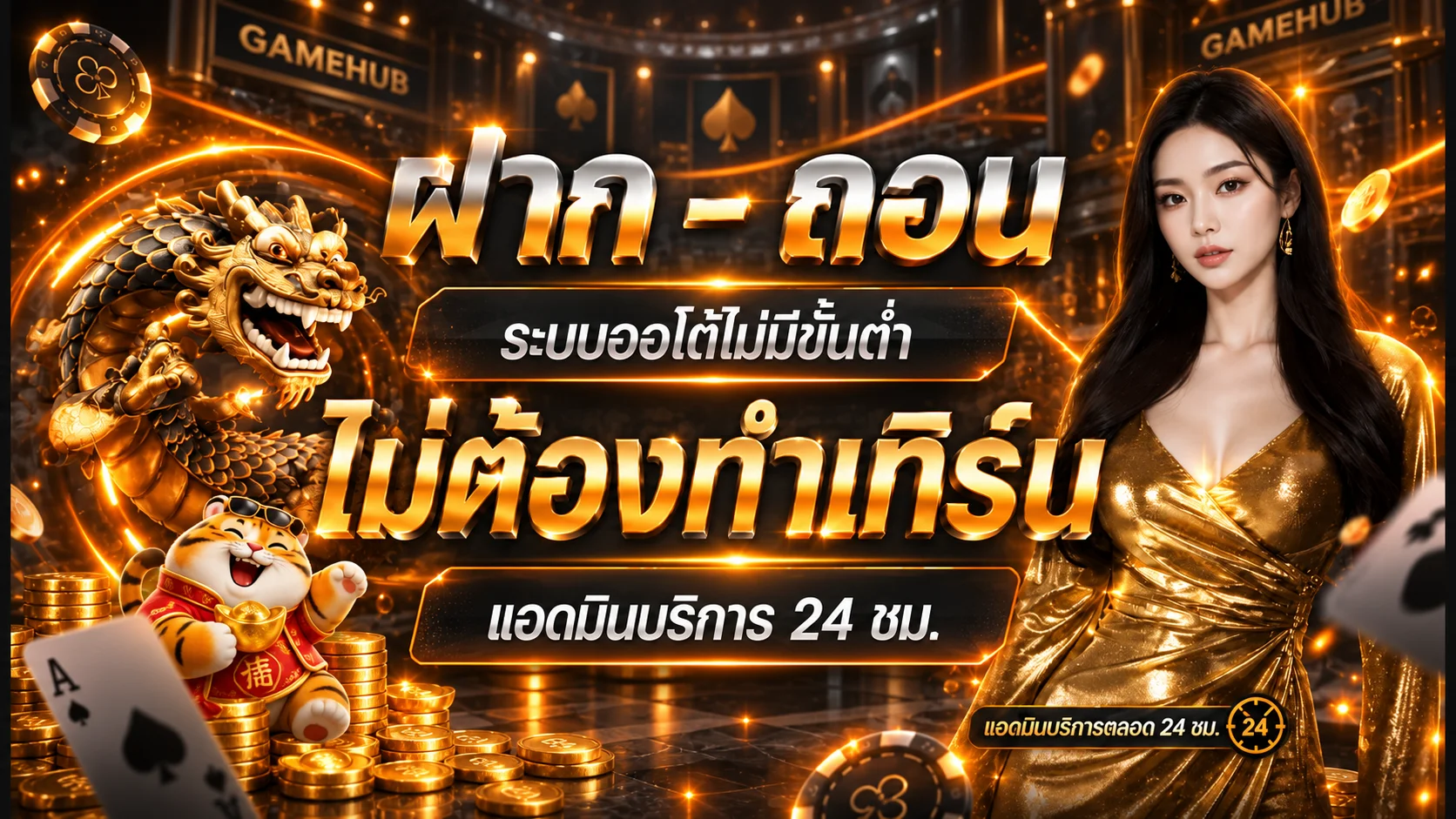 แบนเนอร์ GAMEHUB ระบบฝากถอนและบริการตลอด 24 ชั่วโมง